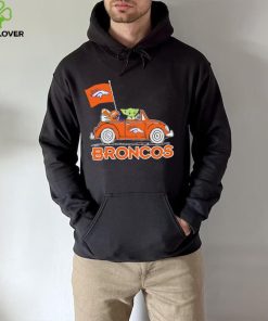 Baby Yoda drive a car Denver Broncos football flag logo hoodie, sweater, longsleeve, shirt v-neck, t-shirt