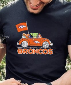 Baby Yoda drive a car Denver Broncos football flag logo hoodie, sweater, longsleeve, shirt v-neck, t-shirt