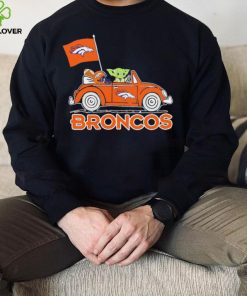 Baby Yoda drive a car Denver Broncos football flag logo hoodie, sweater, longsleeve, shirt v-neck, t-shirt