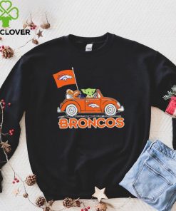 Baby Yoda drive a car Denver Broncos football flag logo hoodie, sweater, longsleeve, shirt v-neck, t-shirt