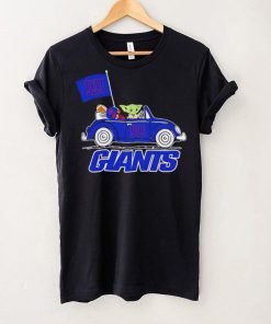 Baby Yoda drive a car New York Giants football flag logo shirt