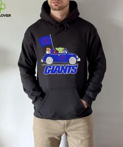 Baby Yoda drive a car New York Giants football flag logo hoodie, sweater, longsleeve, shirt v-neck, t-shirt