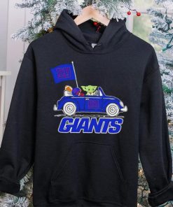 Baby Yoda drive a car New York Giants football flag logo hoodie, sweater, longsleeve, shirt v-neck, t-shirt