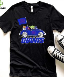 Baby Yoda drive a car New York Giants football flag logo hoodie, sweater, longsleeve, shirt v-neck, t-shirt