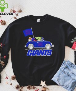 Baby Yoda drive a car New York Giants football flag logo hoodie, sweater, longsleeve, shirt v-neck, t-shirt