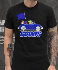 Baby Yoda drive a car New York Giants football flag logo hoodie, sweater, longsleeve, shirt v-neck, t-shirt