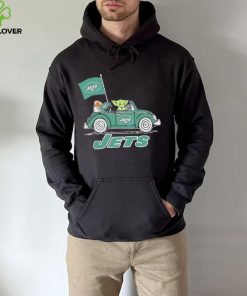 Baby Yoda drive a car New York Jets football flag logo hoodie, sweater, longsleeve, shirt v-neck, t-shirt