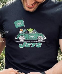 Baby Yoda drive a car New York Jets football flag logo hoodie, sweater, longsleeve, shirt v-neck, t-shirt