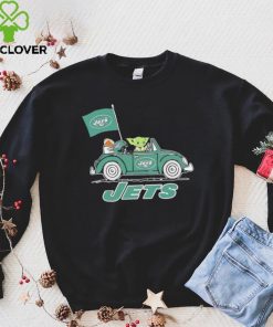 Baby Yoda drive a car New York Jets football flag logo hoodie, sweater, longsleeve, shirt v-neck, t-shirt