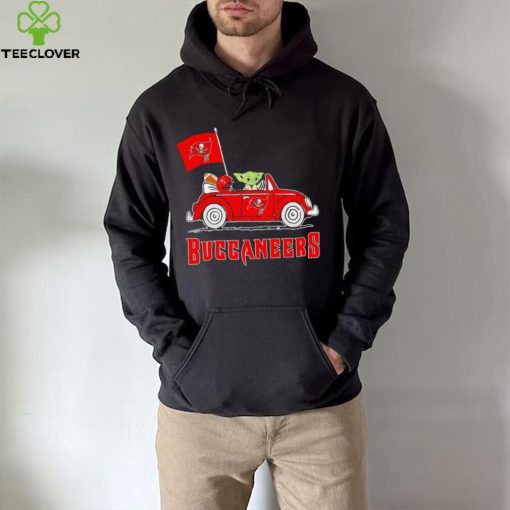 Baby Yoda drive a car Tampa Bay Buccaneers football flag logo hoodie, sweater, longsleeve, shirt v-neck, t-shirt