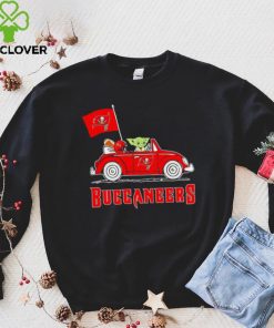 Baby Yoda drive a car Tampa Bay Buccaneers football flag logo hoodie, sweater, longsleeve, shirt v-neck, t-shirt