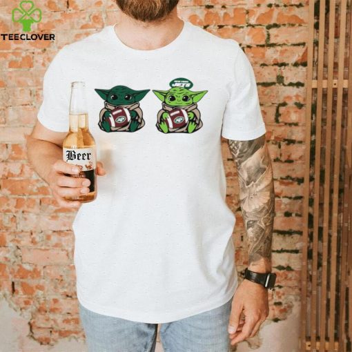 Baby Yoda hug the ball New York Jets football logo shirt