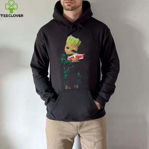 Baby groot hug pizza papajohn logo 2023 t hoodie, sweater, longsleeve, shirt v-neck, t-shirt