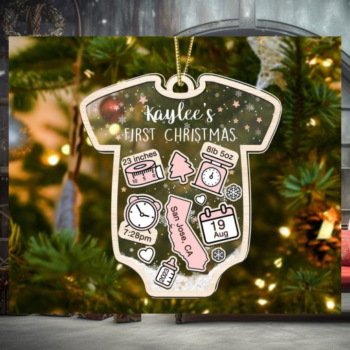 Baby's First Christmas Ornament 2023, Personalized Baby 1st Christmas Ornament, Custom New Baby Gift, 4D Shake Babies Ornament, Baby Shower