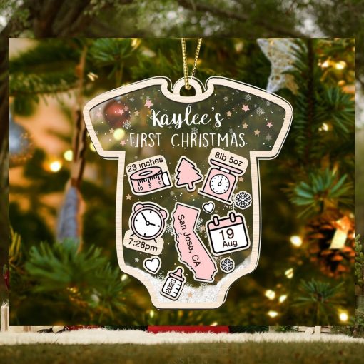 Baby's First Christmas Ornament 2023, Personalized Baby 1st Christmas Ornament, Custom New Baby Gift, 4D Shake Babies Ornament, Baby Shower