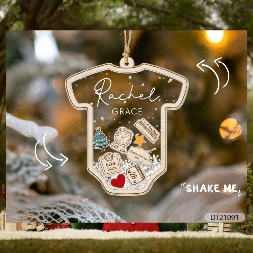 Baby's First Christmas Ornament, Baby 1st Christmas Ornament, Custom Baby Name, Custom Newborn Gift, 4D Shake Babies Ornament, Baby Keepsake