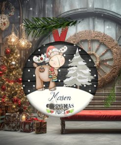 Baby’s first Christmas ornament personalized. Moose woodland animal ornament for new baby. Christmas decorations for the tree   ORN PERS 55