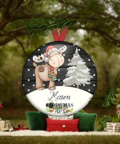 Baby’s first Christmas ornament personalized. Moose woodland animal ornament for new baby. Christmas decorations for the tree   ORN PERS 55