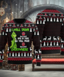 Bacardi Grinch Will Drink Everywhere Ugly Sweater