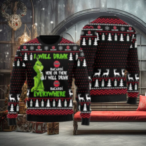 Bacardi Grinch Will Drink Everywhere Ugly Sweater