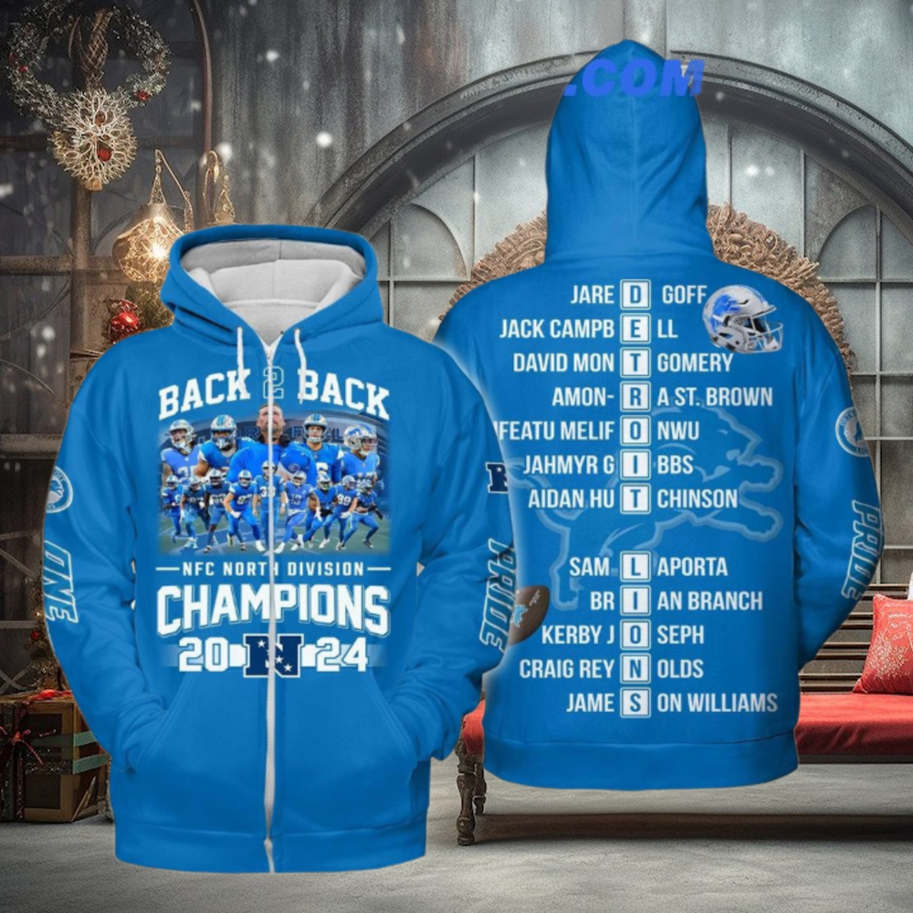 Back 2 Back Detroit Lions NFC North Division Champions 2024 For Fans Hoodie Back 2 Back Detroit Lions NFC North Division Champions 2024 For Fans Hoodie