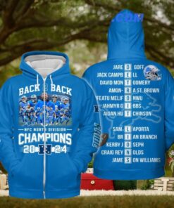 Back 2 Back Detroit Lions NFC North Division Champions 2024 For Fans Hoodie