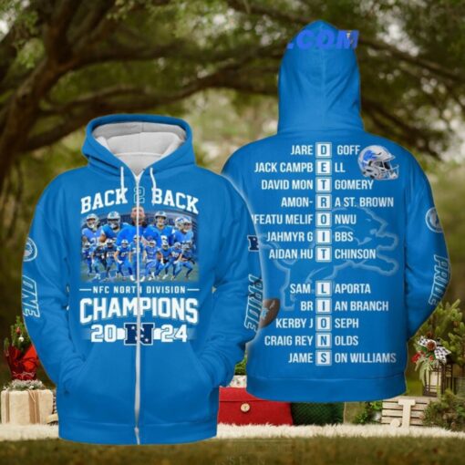 Back 2 Back Detroit Lions NFC North Division Champions 2024 For Fans Hoodie