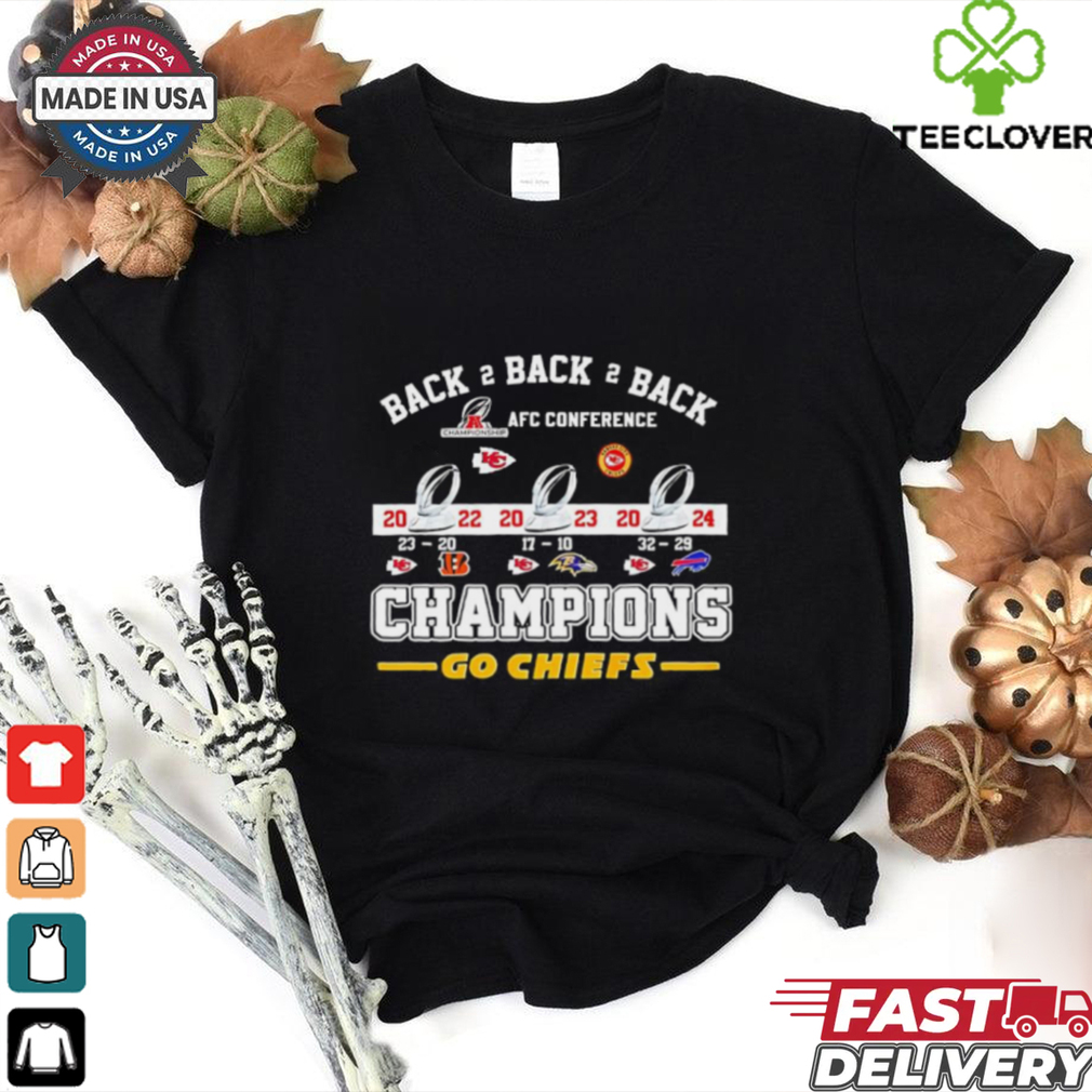 Back 2 back 2 back AFC Conference Champions Go Kansas City Chiefs 2022 24 shirt Back 2 back 2 back AFC Conference Champions Go Kansas City Chiefs 2022 24 shirt