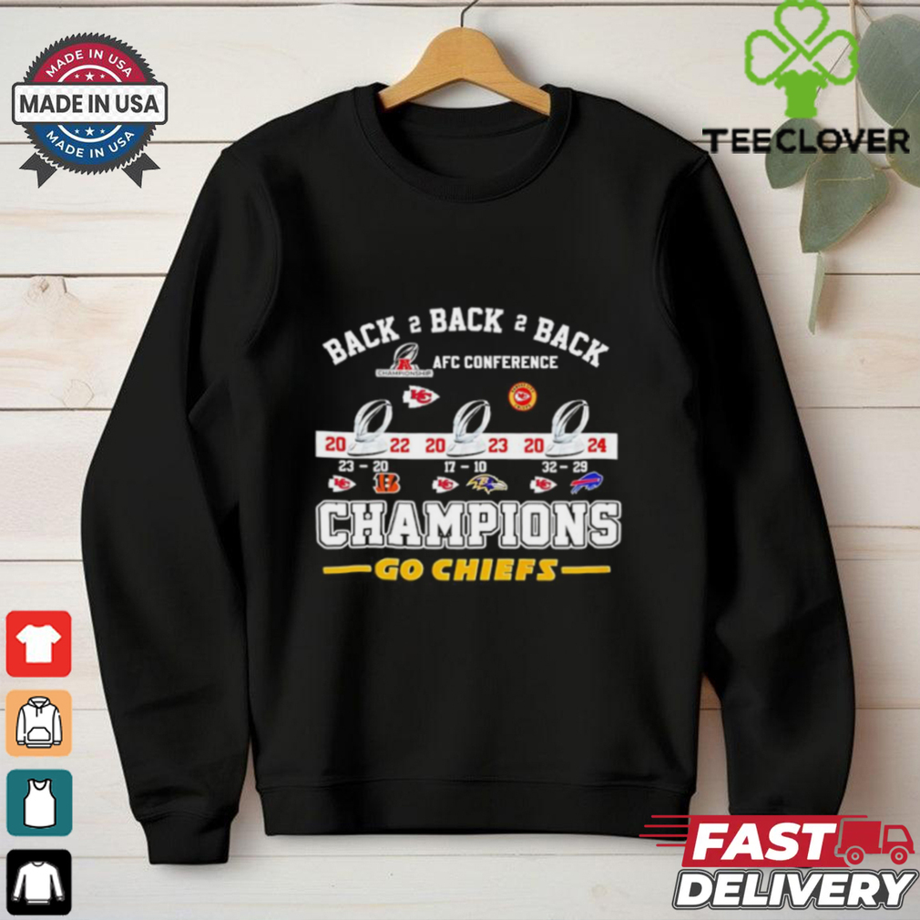 Back 2 back 2 back AFC Conference Champions Go Kansas City Chiefs 2022 24 shirt Back 2 back 2 back AFC Conference Champions Go Kansas City Chiefs 2022 24 shirt