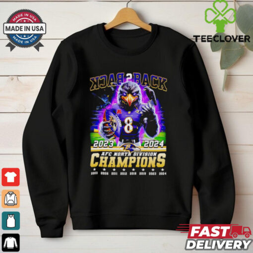 Back 2 back 2023 2024 AFC North Division Champions Baltimore Ravens mascot shirt