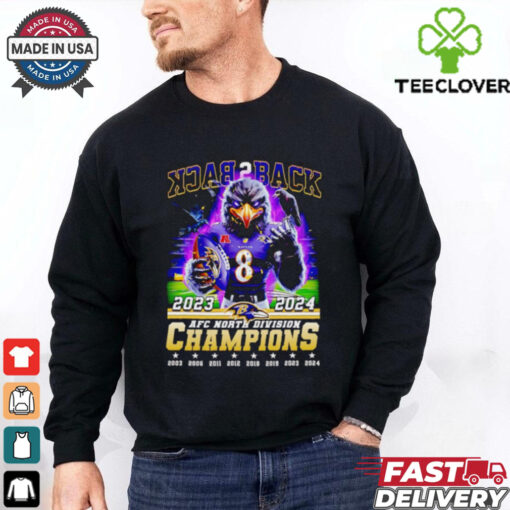 Back 2 back 2023 2024 AFC North Division Champions Baltimore Ravens mascot shirt