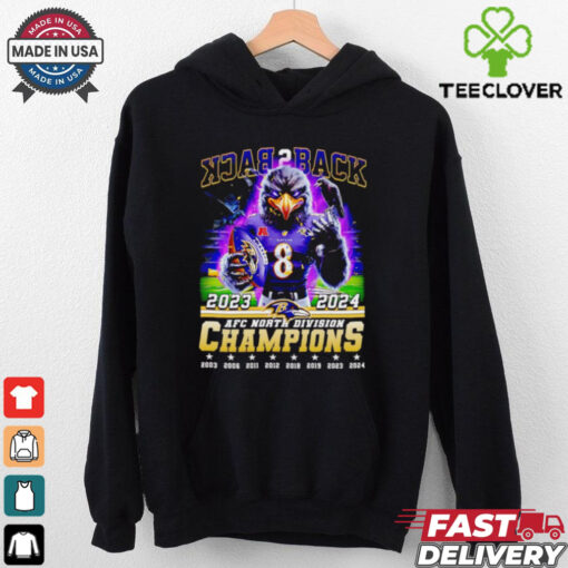Back 2 back 2023 2024 AFC North Division Champions Baltimore Ravens mascot shirt