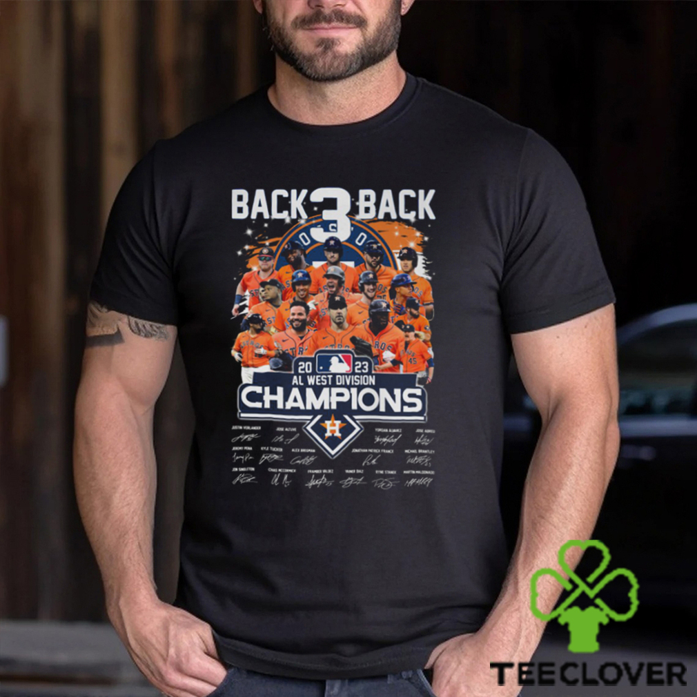 Back 3 back 2023 AL West Division Champions all players baseball signatures shirt Back 3 back 2023 AL West Division Champions all players baseball signatures shirt