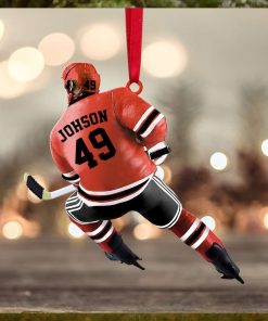 Back Ice Hockey Player  Johson 49   Personalized Christmas Ornament   Gift For Ice Hockey Lovers
