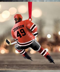 Back Ice Hockey Player  Johson 49   Personalized Christmas Ornament   Gift For Ice Hockey Lovers
