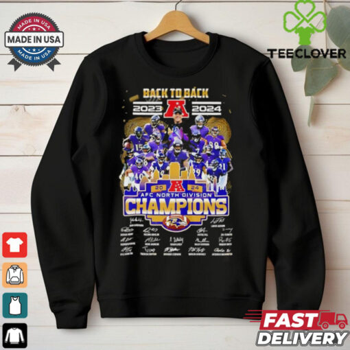 Back To Back 2023 2024 AFC Division Champion Baltimore Ravens Signatures shirt