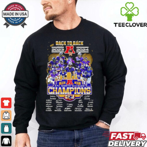 Back To Back 2023 2024 AFC Division Champion Baltimore Ravens Signatures shirt