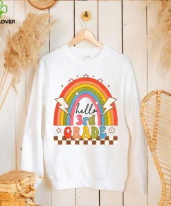 Back To School Hello Third Grade Teacher Retro Rainbow T Shirt Copy (2)