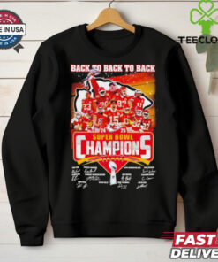 Back to Back to Back 2025 Super Bowl Champions Andy Reid and Players Name Signatures shirt