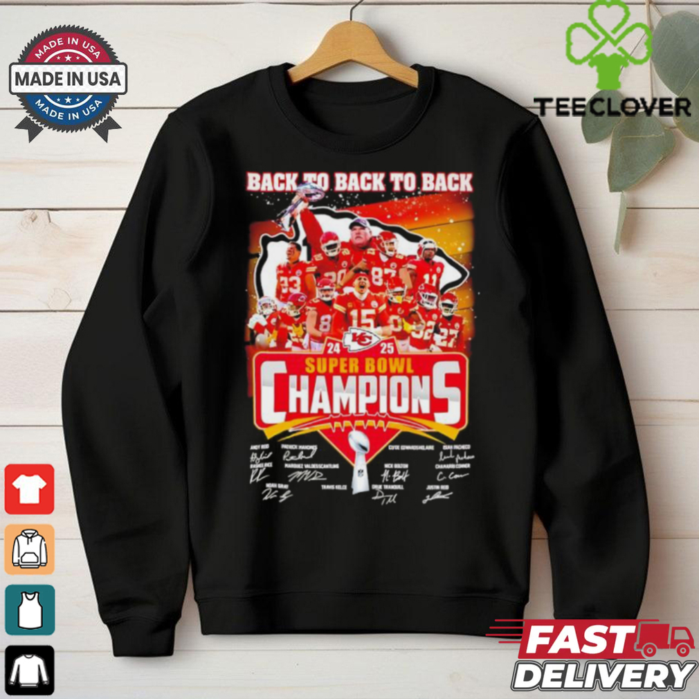 Back to Back to Back 2025 Super Bowl Champions Andy Reid and Players Name Signatures shirt Back to Back to Back 2025 Super Bowl Champions Andy Reid and Players Name Signatures shirt