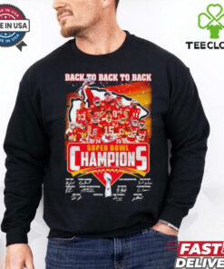 Back to Back to Back 2025 Super Bowl Champions Andy Reid and Players Name Signatures shirt