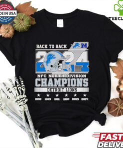 Back to back 2024 NFC North Division Champions Detroit Lions helmet shirt