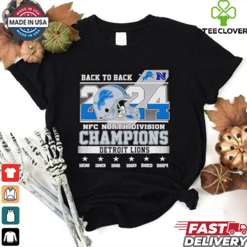 Back to back 2024 NFC North Division Champions Detroit Lions helmet shirt