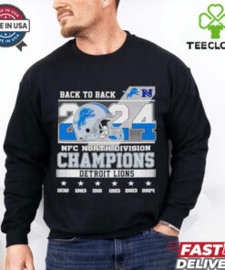 Back to back 2024 NFC North Division Champions Detroit Lions helmet shirt