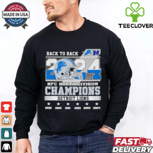 Back to back 2024 NFC North Division Champions Detroit Lions helmet shirt