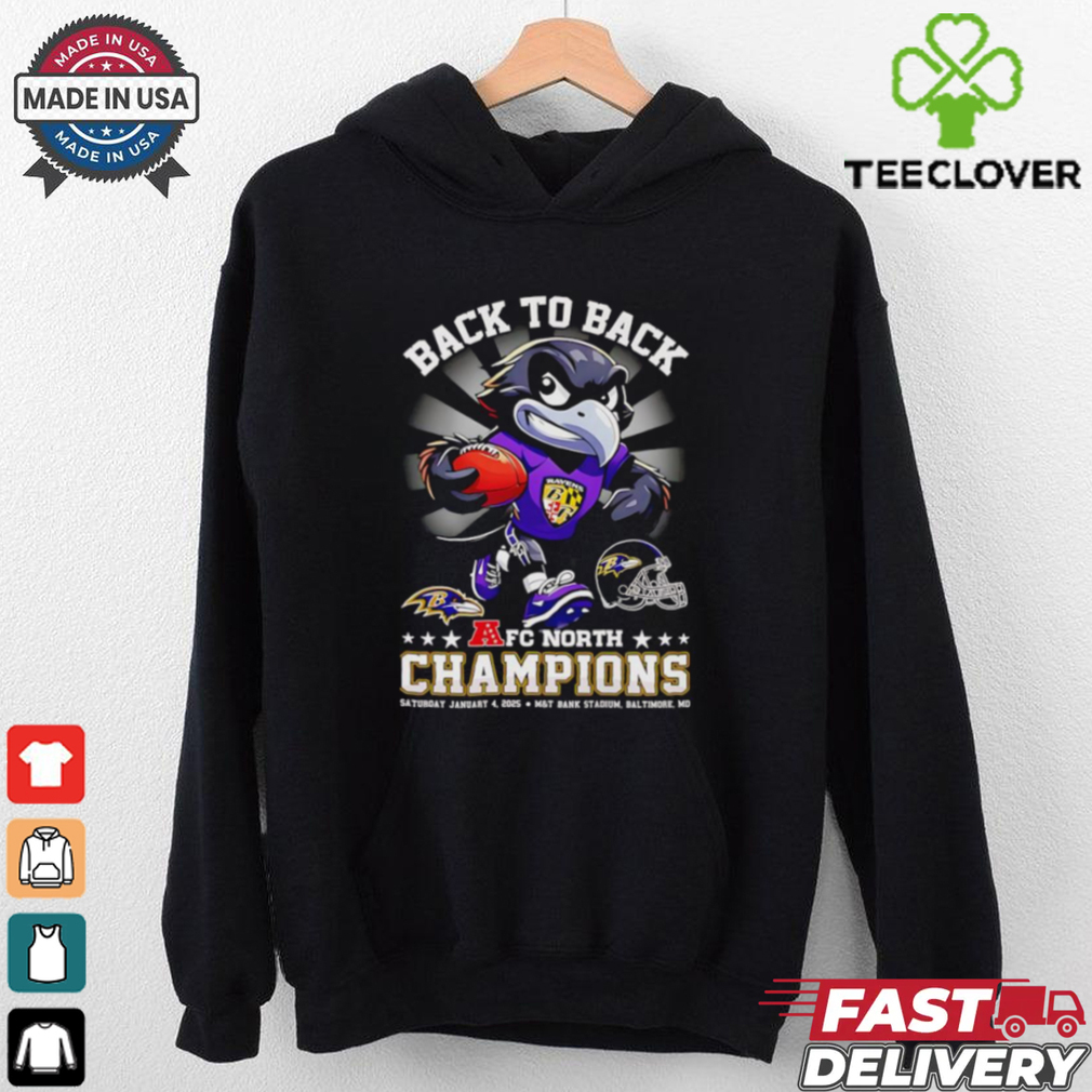 Back to back AFC North Champions Baltimore Ravens mascot shirt Back to back AFC North Champions Baltimore Ravens mascot shirt