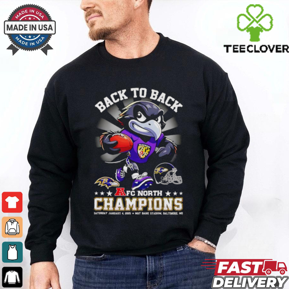 Back to back AFC North Champions Baltimore Ravens mascot shirt Back to back AFC North Champions Baltimore Ravens mascot shirt