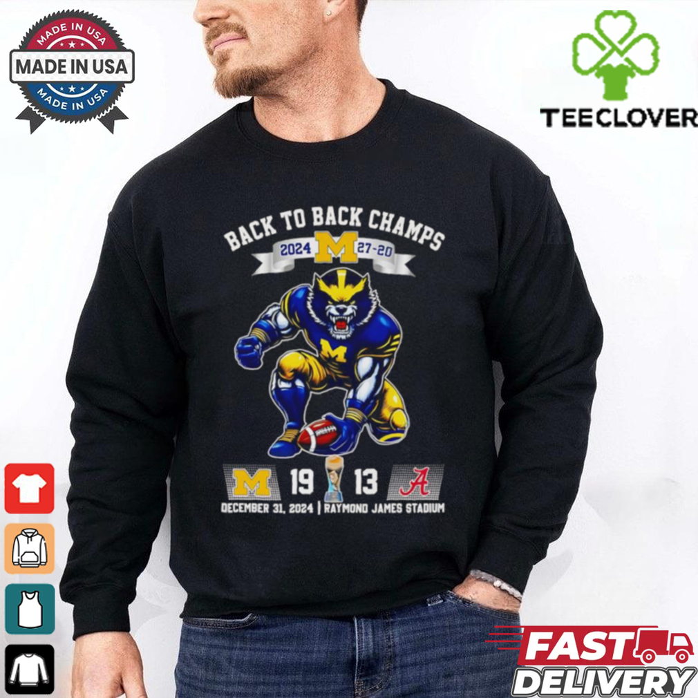 Back to back Champs 2024 Michigan Wolverines mascot shirt Fan Favorite Back to back Champs 2024 Michigan Wolverines mascot shirt Fan Favorite