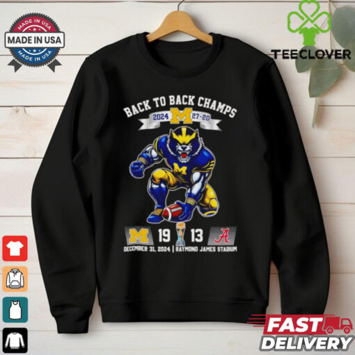 Back to back Champs 2024 Michigan Wolverines mascot shirt Fan Favorite