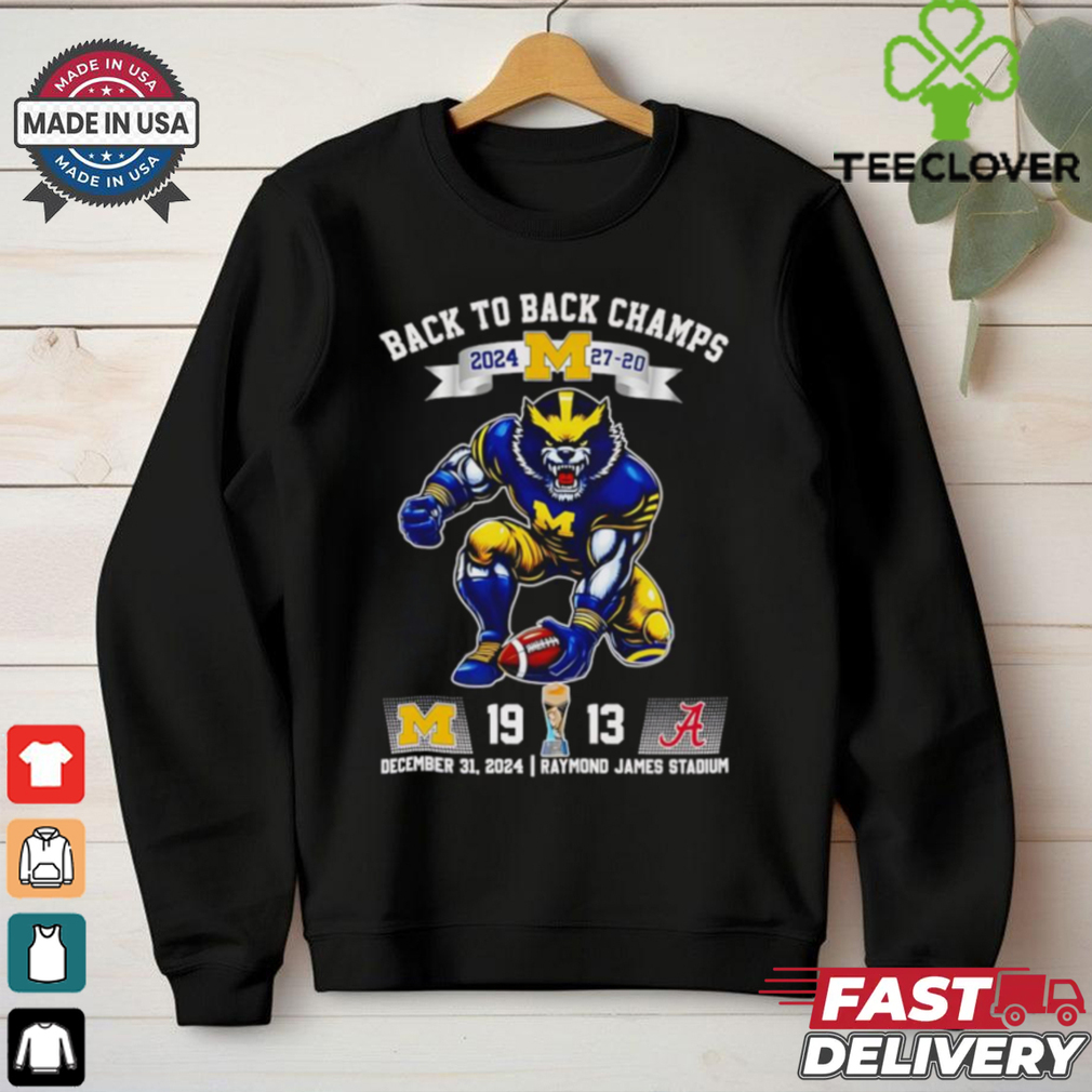 Back to back Champs 2024 Michigan Wolverines mascot shirt Fan Favorite Back to back Champs 2024 Michigan Wolverines mascot shirt Fan Favorite